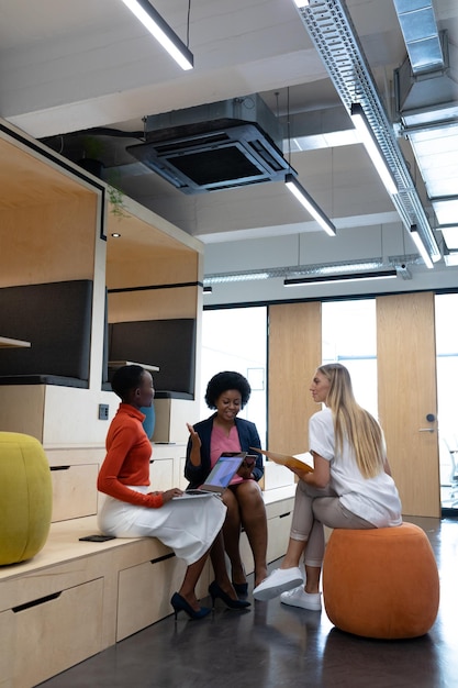 Team meeting in modern office workspace